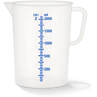 Weedness Grow Messbecher 2000 ml aus Kunststoff - Grow Dünger Dosierung Klein Cocktail Bar Küche Dosierhilfe