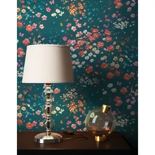 Newroom Vliestapete Liora Tapete Blumentapete Blumen,Blüten,Wiese, Blau Tapete Landhaus Blumen - Blumentapete Dunkelblau Rot Romantisch Floral Blüten Wiese für Wohnzimmer Schlafzimmer Büro, modern blau