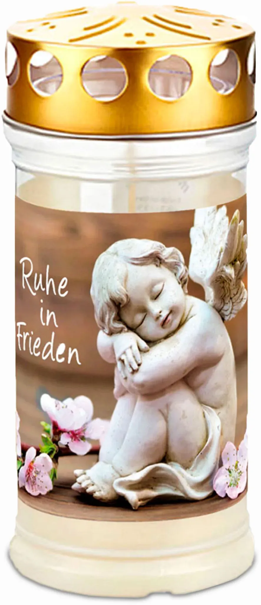 Kompositionsöllicht Nr. 415 Memoriam mit Deckel & Motiv Ruhe in Frieden (12 Stück)