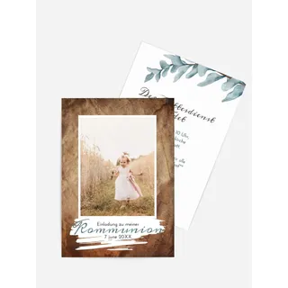 Einladungskarten Kommunion selbst gestalten mit Spruch und Fotos im Onlinedesigner bei Meine-Kartenmanufaktur.de