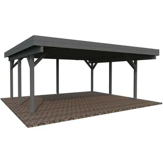Doppel-Carport 555 x 372 cm Dunkelgrau lackiert