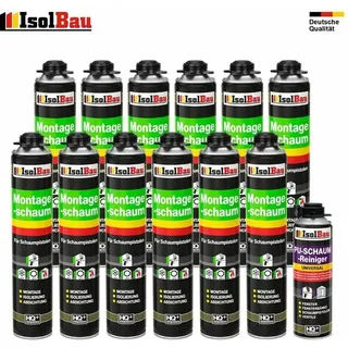 Isolbau - Pistolenschaum 12 x 750ml +1 Reiniger 500ml Montageschaum Bauschaum