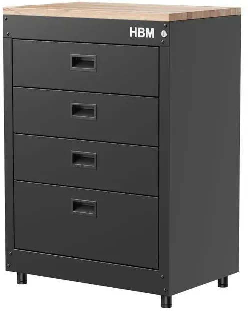 HBM Schubladenschrank 71 cm, 4 Schubladen, schwarz