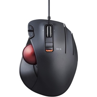 ELECOM EX-G Trackball-Maus, kabelgebunden, Daumensteuerung, ergonomisches Design, 5-Tasten-Funktion mit reibungslosem Tracking, ergonomisches Design, optischer Gaming-Sensor, glatter roter Ball,