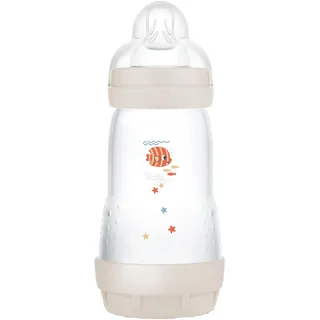 MAM Easy Start Anti-Colic (260 ml) | 0+ Mon | Babyflasche mit Bodenventil | 94% Akzeptanz | 96% Hebammen-Empfehlung | 80% weniger Koliken | Fisch/beige/cotton