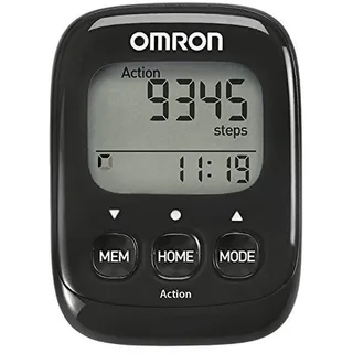 Omron Walking Style IV Schrittzzähler, schwarz, 3D Sensor für genaue Messung, misst aerobe Schritte, Distanz, verbrannte Kalorien; mit präzisem