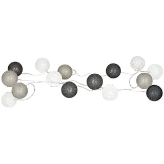 levandeo 15er Lichterkette Ø4cm LED Kugeln Girlande Lampions Baumwolle Grau Deko