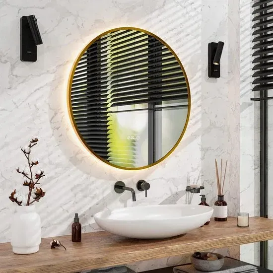 Badezimmerspiegel - Rund - 80 cm - Gold Rahmen