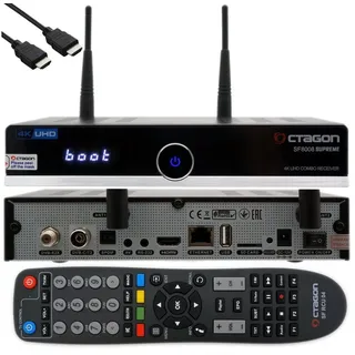 Octagon SF8008 4K Supreme Combo + 4TB Festplatte INTERN, Sat- Kabel- & DVB-T2 Receiver, E2 Linux & Define OS, mit Aufnahmefunktion, M.2 M Key, Gigabit LAN, Kartenleser, Sat to IP, WiFi