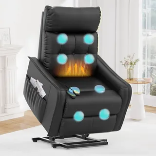 sisolos Relaxsessel Fernsehsessel Massagesessel mit Aufstehhilfe Elektrisch Sessel Wohnzimmer mit Massagefunktion und Wärmefunktion, 2 Seitentaschen, Relaxsessel mit Liegefunktion, TV Sessel