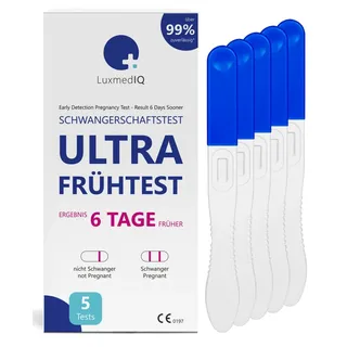 LuxmedIQ 5x LuxmedIQ Schwangerschaftstest Ultra Frühtest - 6 Tage früher Testen über 99% Zuverlässig 5 St