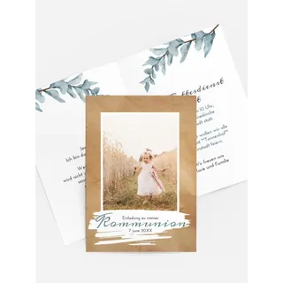 Einladungskarten Kommunion selbst gestalten mit Spruch und Fotos im Onlinedesigner bei Meine-Kartenmanufaktur.de