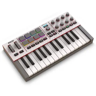 Akai MPK Mini IV USB-C MIDI Controller für Anfänger und Produzenten - MPC Drum Pads, Pitch- und Modulationsräder, Musikproduktionssoftware, Native Instruments Soundpaket, Grau