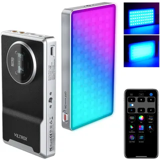VILTROX Retro 12X RGB-Kameralicht, 360° Vollfarb-RGB-LED-Videolicht mit App-Steuerung/CRI 95+/26 Szenenmodi/2500K-8500K/22Wh wiederaufladbares tragbares Fotografie-Beleuchtungspanel für Tiktok