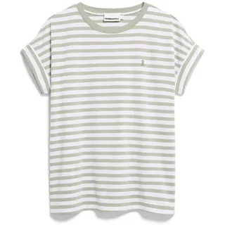 Armedangels Damen T-Shirt aus Bio-Baumwolle IDAARA Stripes Loose Fit White-Seagreen - S