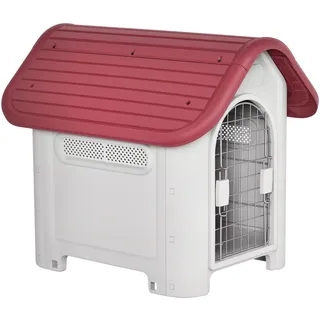 PawHut Hundehütte Outdoor Hundehaus mit Dachluke für kleine Hunde Metall PP