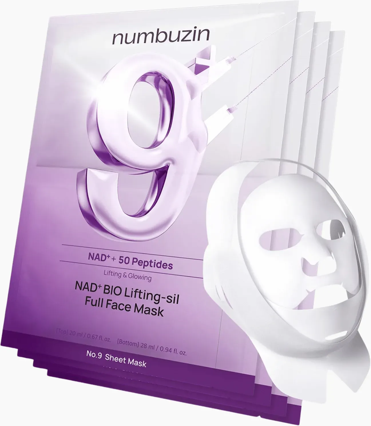 Numbuzin No.9 NAD+ Bio Lifting-sil Full Face Mask 4 sheets