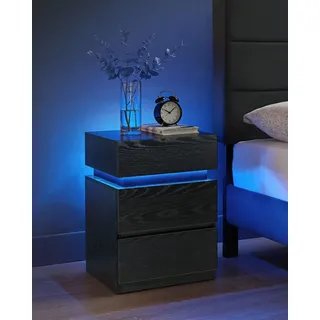 VASAGLE Nachttisch mit LED-Beleuchtung, modern weiß