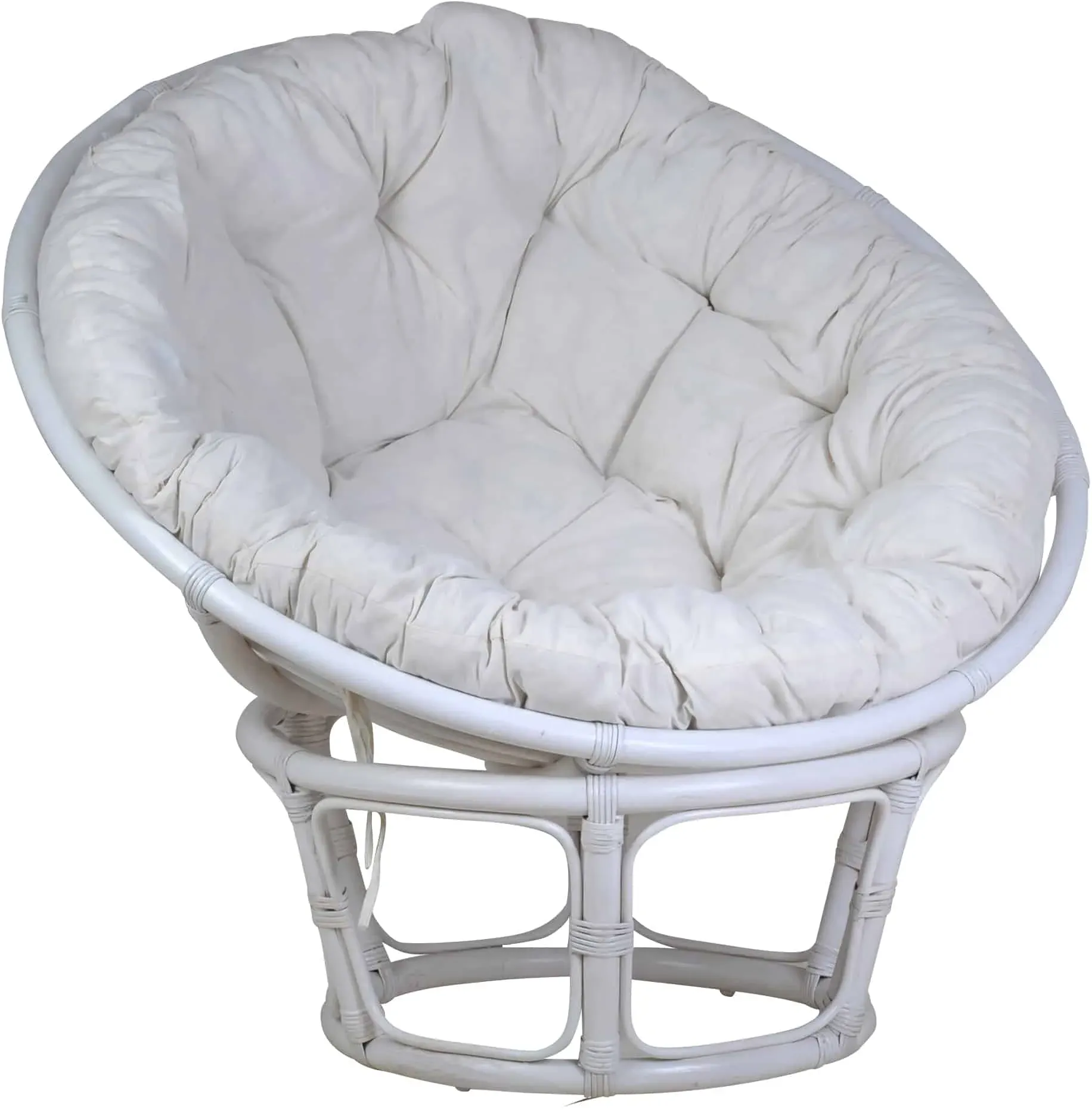 Sessel 'Papasan' weiß, Ø 100 cm 100% Baumwolle, Rattan