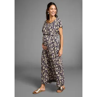Neun Monate Umstandskleid Langes Schwangerschafts- und Still-Kleid Jersey-Kleid für Schwangerschaft und Stillzeit blau 44