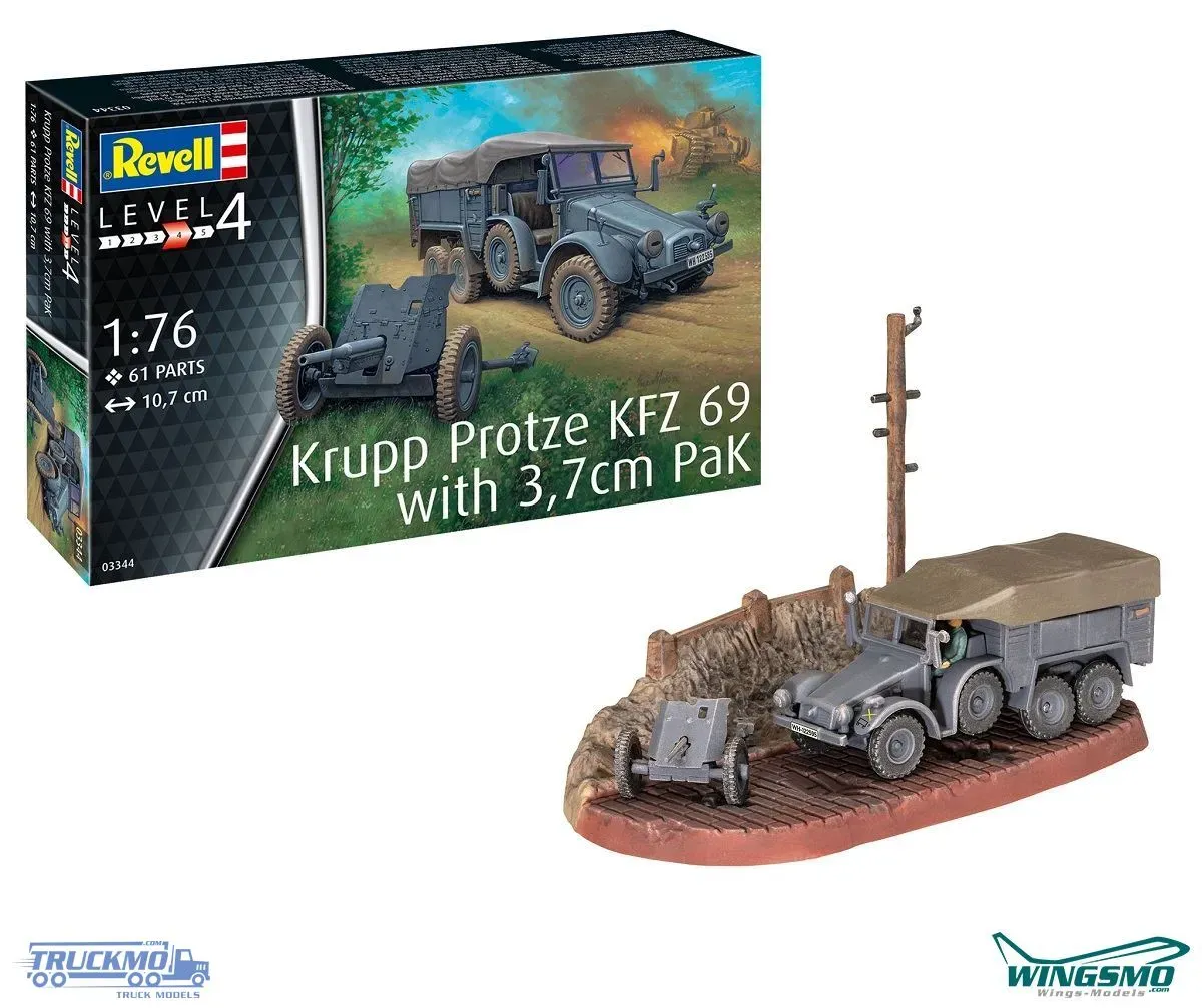 Revell Militär Krupp Protze KFZ 69 mit 3,7cm Panzerabwehrkanone 03344