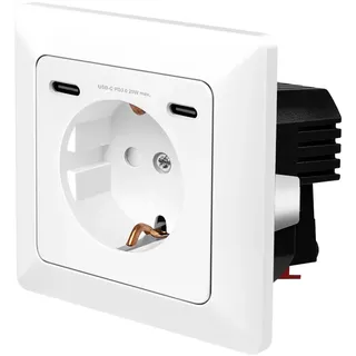 Logilink PA0331 - Unterputz-Steckdose, 1x CEE 7/3), 2x USB-C PD weiß