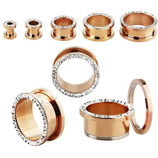 Dehnschnecke ADELIA ́S "Piercing  Ohrpiercing", Damen, rosa (rosegold), Chirurgiestahl, modisch, Piercings, Flesh Tunnel PVD Rosè Gold beschichtet