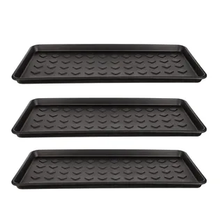 BigDean 3er Set Schuhabtropfschale Schuhablage groß - Abtropfschale für Schuhe - 71,5 x 34,5 x 3 cm - Schuhmatte mit erhöhtem Rand - Schuh-Abtropfschale für Regen, Herbst & Winter - Made in EU