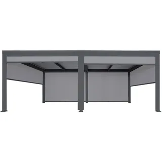 Mendler Alu Pergola HWC-L41 mit 6x Seitenwand, Lamellen-Pavillon, stabiles 8cm-Metall-Gestell 3x6m ~ anthrazit