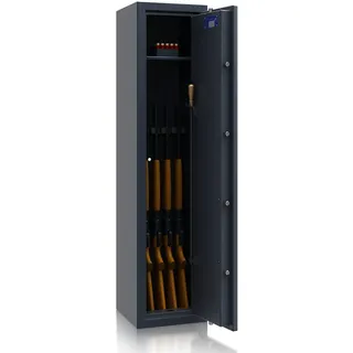 SafeHero Waffenschrank Klasse 1 EN 1143-1 Secureo Eagle 5 XL | Waffenschrank 1 für 5 Langwaffen | Langwaffenschrank mit Elektronikschloss | Zugelassener Waffenschrank Langwaffen, Kurzwaffen + Munition