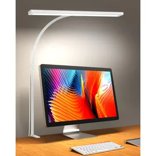 ifalarila 10W Schreibtischlampe Dimmbar - 160 LED Super Helle Klemmleuchte mit USB-Adapter | 3 Farbtemperaturen & 10 Helligkeitsstufen | 70cm Flexiblem Schwanenhals, Arbeitslampe für Home Office