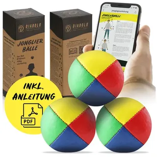 Diabolo Freizeitsport Jonglierbälle 3er Set (vierfarbig), Ø 62mm, 100g - Juggling Balls, Jonglierball bunt 62 MM