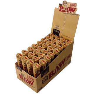 RAW vorgerollte CONES 1 1/4 Medium Size! Natürlich ungebleichte Papers! 32 Packungen (192 Cones/ 1 Display)