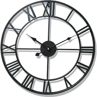 Wasserdichte Gartenuhr Für Den Außenbereich, Römisch-digitale Gartenuhr Für Drinnen Und Draußen, Schwarze Metall-präzisions-wanduhr