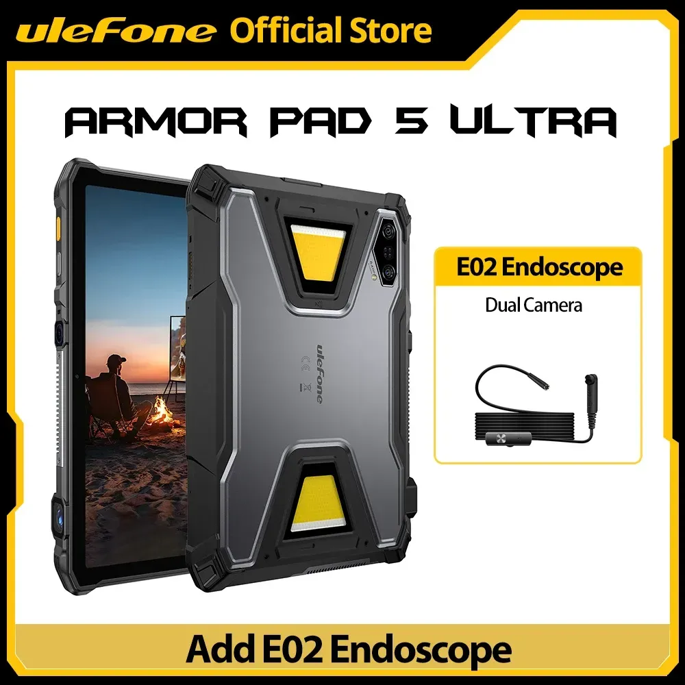 Ulefone Armor Pad 5 Ultra 5G Robustes Tablet Tragbarer Projektor 200LM 24200 mAh 120W Bis zu 12GB + 512GB Android 15 11" FHD 64MP Nachtsichtkamera