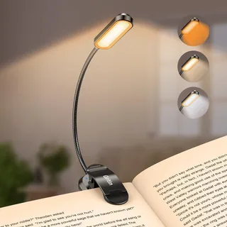 Gritin Leselampe Buch Klemme mit 11 LEDs, LED Buchlampe USB C Wiederaufladbar, 3