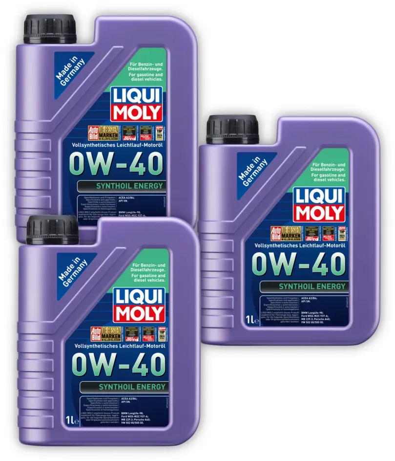 3x Motoröl LIQUI MOLY 1360 Synthoil Energy 0W-40 Leichtlauf vollsynthetisch 1 Liter