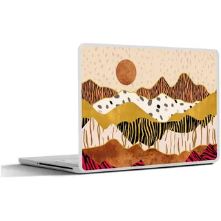 MuchoWow Laptop-Aufkleber Tiger Druck - Pastell - Gold - Druck - Tiger - Abstrakt, (1tlg), Laptop Folien Cover, Aufkleber, Sticker, Schutz vor Kratzern, 30x21 cm bunt Ø 36.40 cm x 30 cm x 21 cm