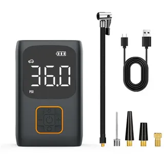 DOPWii Akku-Luftpumpe Elektrische Luftpumpe, 150PSI Fahrradpumpe mit LED Licht, akku 4500mAh schwarz