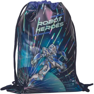 Brunnen Turnbeutel ROBOT HEROES Kunstfaser dunkelblau, mint, lila