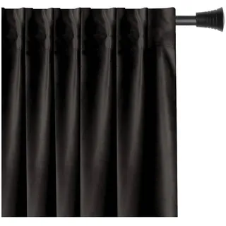AmeliaHome Set Vorhang H 245 x B 140 cm mit Raffhalter 54 x 10 cm Velvet Optik Schwarz 1 St. Kräuselband Wellenband Samt Halbverdunkelungsvorhang Fensterdekoration Dekoschal Dekorvorhang
