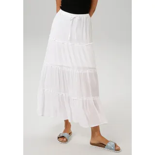 Aniston CASUAL Maxirock mit kleinen Rüschen verziert Gr. 44, weiß, , 46508334-44