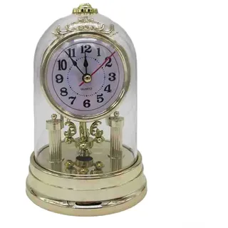 Tischuhr, Vintage-Stil, Tischuhr, antike Uhr mit Pendel und Glockenspiel, für Heimdekoration (Gold)