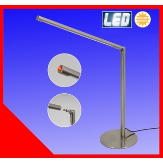 Trango 7489 LED Tischleuchte *STRAIGHT* Edelstahl-Optik Schreibtischlampe I Tischlampe I Leseleuchte I Lichtleise inkl. 1x 6.5 Watt LED Modul - 400 Lumen LED Leuchtmittel 3000K warmweiß