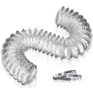 Hon&Guan 150mm Abluftschlauch Alu Flex-Schlauch mit 2 Edelstahl Schlauchschelle, Flexibel Hitzebeständiger Alurohr Länge 2m für Abzugshaube, Klimaanlage, Trockner, Rohrventilator (6inch, Silber)