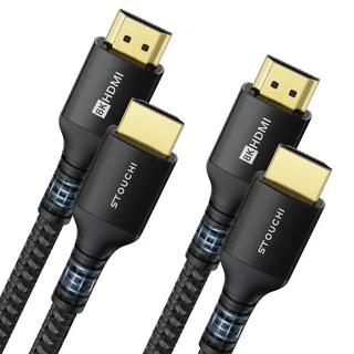 Stouchi 2m HDMI Kabel 8K,Ultra HD 48Gbit/s Hochgeschwindigkeit 8K60hz 4K120hz 144Hz 165Hz RTX,DSC eARC Dynamisches HDR10 4:4:4 HDCP 2.2&2.3 Dolby,HDMI 2.1 Kompatibel mit PS5/Xbox Schwarz,2 Packungen