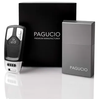 PAGUCIO® Premium Keyless Go Schutz Autoschlüssel Box - Hochwertiges Aluminium Etui für Auto Schlüssel mit 100% Keyless Go Diebstahlschutz (Pro, Space Grey)