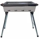 Grillpeter Holzkohlegrill Mangal Grill Riga Edelstahl Campinggrill mit Klappbeinen Anglergrill silberfarben