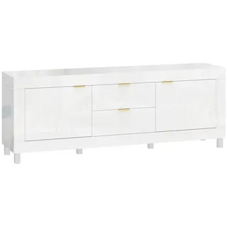 Homcom TV-Schrank Hochglanz Lowboard 180 x 40 x 66 cm Weiß PVC/Spanplatte