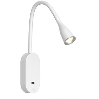 Kalb Material Für Möbel LED Bettleuchte 'Tulipano II' 4.5W Leseleuchte USB Bettlampe Aufladestation, Farbe:Weiß